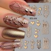 Golden Heart Nail Stickers for Nail Art 3D Bronzing Heart