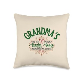 Grandma's Christmas Bakery Grandma's Good Old Fashioned Christmas Candy Canes Throw Pillow, 16x16, Multicolor
