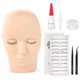 Cocoarm Lashes Kit for Beginner Eyelash Extensions Practice Set Mannequin Training Head False Eyelash Make Up Practice Kit for Makeup Training and Eyelash Graft