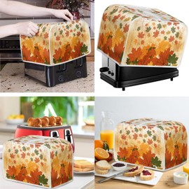 Pointodoor Fall Maple Leaves Print Thanksgiving Appliance Covers Set Washable Kitchen Blender Dust Cover Bread Maker Toaster Cover 4 Slice Kitchen Accessories