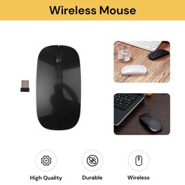 EZONEDEAL 2.4G Optical Wireless Mouse, Portable Mobile Computer Mouse Optical Mice with USB Receiver, 3 Adjustable DPI Levels for Notebook, PC, Laptop, Computer, MacBook (Black)