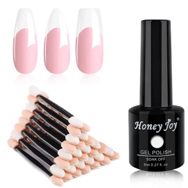 Gel Nail Polish with Nail Sponge French Manicure Set, Sponge Applicators, 1pc 8ml Gel White Nail Polish Soak Off, 30pcs Nail Sponges Chrome Nail Powder Applicator For DIY Nail Art Manicure Kit
