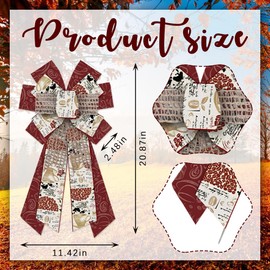 ALIBBON Large Fall Bows for Wreaths, Thanksgiving Wreath Bows, Coffee Bean Bows, Brown Bows for Front Door, Fall Thanksgiving Decor, Burlap Bows for Wreath Indoor Outdoor Wall Decorations