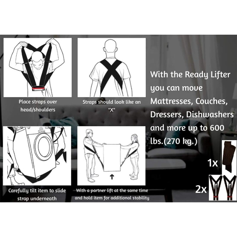 Nielsen Products Ready Lifter Shoulder Moving Straps for Furniture, Appliances,