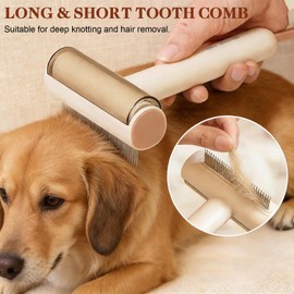 ALLFYL 3 in 1 Dematting Rake Dog Cat Deshedding Brush – Professional Undercoat Rake for Shedding & Dematting – with Pet Nail Clippers (Safety Guard) & Fur Keepsake Keychain