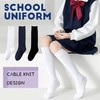 Marchare Girls Knee High Socks Kids School Uniform Seamless Cable