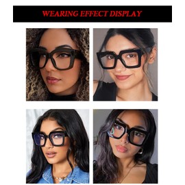 ZIMUSUN Oversized Square Glasses for Women Men Chunky Frame Blue Light Lens Non Prescription Eyeglasses(A4 Pink)