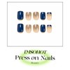 IMSOHOT Press on Nails Short Square Fake Nails Blue Glossy
