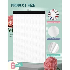 Dot Grid Pads 8.5" x 11", 6 Pack, Dotted Grid Journal Paper 8 1/2 x 11, Easy Tear-off Dotted Notebook, 5x5 Dotted Grid Notebook, 1/5" Dots Notepads 8.5 x 11, Dotted Journal Paper Pads, 30 Sheets/Pad