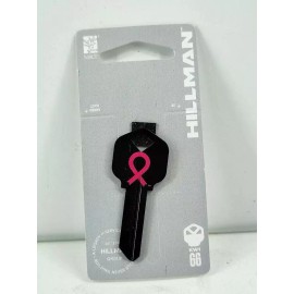 Hillman House & Office Blank Key KW166 Pink Ribbon Design Black 1 CT