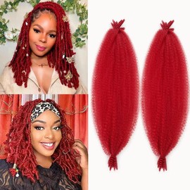Paraglame Red Marley Hair 16 Inch Springy Afro Twist Hair 2 Packs Marley Twist Braiding Hair for Faux Locs Crochet Hair Red Braiding Hair Extensions for Black Women (16Inch(Pack of 2), Red)