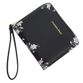Pomelo Best Small Womens Wallet Leather Credit Holder RFID Blocking with Coin Pocket Zip Around Wristlet Ladies Wallets Floral 2025 Black