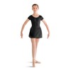 Bloch Dance Girls Prisha Short Sleeve Leotard Dress, Black, Size