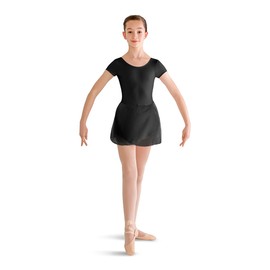 Bloch Dance Girls Prisha Short Sleeve Leotard Dress, Black, Size 8-10