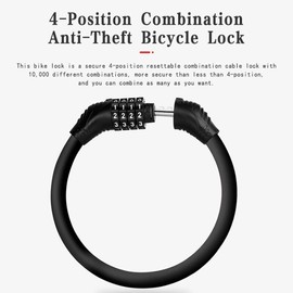 Bike Lock High Security 4-Digit Combination Password Bike Lock Resettable Combination Password Bike Lock Portable Outdoor Anti Theft Bike Combinations Lock for Bicycle Moto