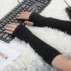 Allegra K Black Long Fingerless Typing Writing Gloves Winter Arm