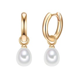 Valero Pearls Female 925/- Sterling Silver Fresh Water Cultured Pearl(s) approx. 6,0-7,0 mm Hoop earring