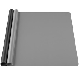 Silicone Mat Large, IKOCO 23.6"x15.7" Silicone Craft Mat for Playdough and Nonstick Silicone Sheets for Crafts, Paint, Resin Casting Molds (Black & Grey)