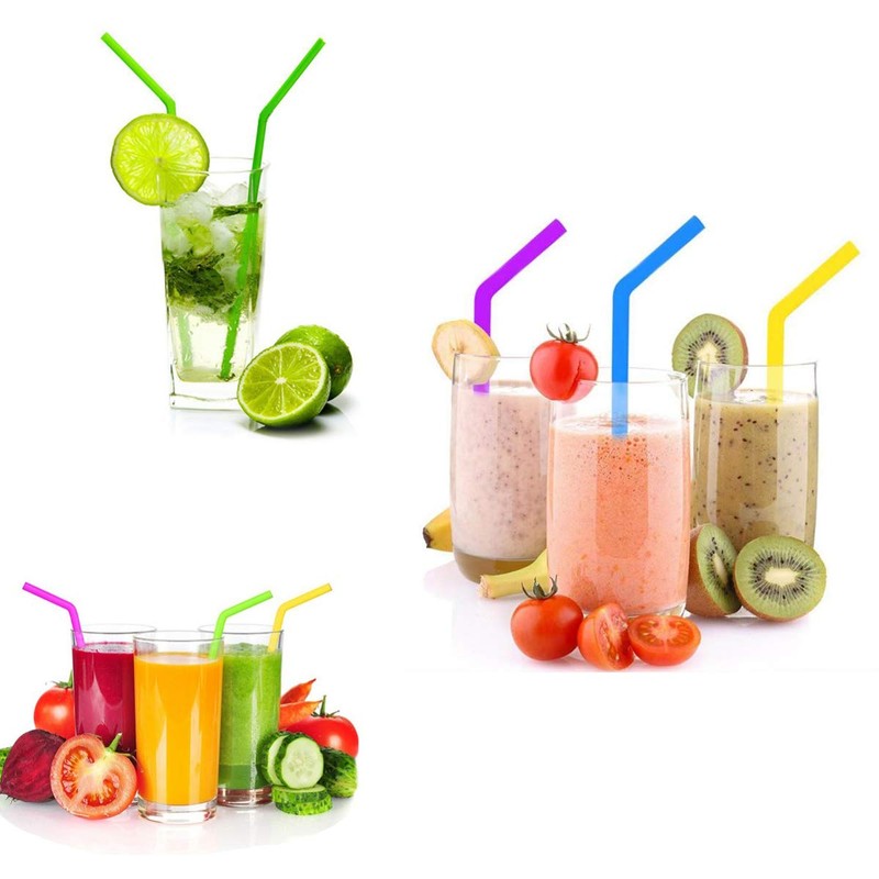 AKOAK Reusable Silicone Straws,BPA-Free Extra Long Flexible Curved Straws for