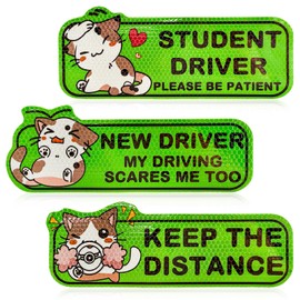 DXNQ 3 PCS Student Driver Magnet for Car, 9 Inch Reflective New Driver Magnet Car Bumper Sticker, Please Be Patient Keep Distance Safety Signs for Rookie Driver, Car Accessories