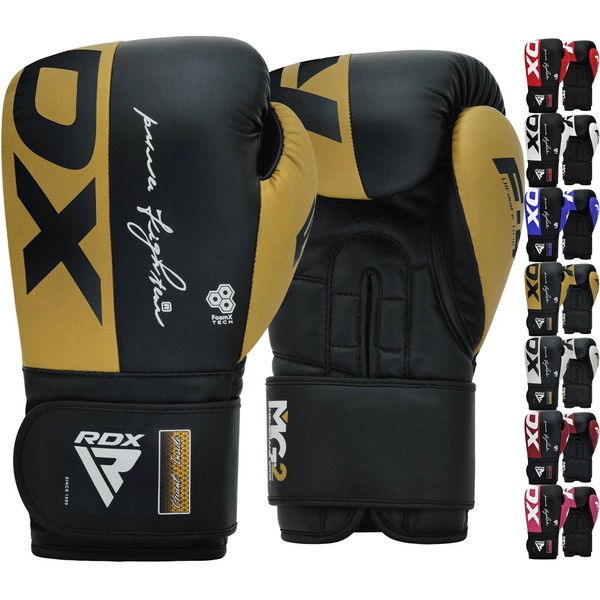 RDX Boxing Gloves Maya Hide Leather, Muay Thai Kickboxing MMA Sparring Training, Advanced TAKKA Closure, Padding, Punch Bags Speed Ball Focus Pads Workout, Men Women 10 12 14 16oz