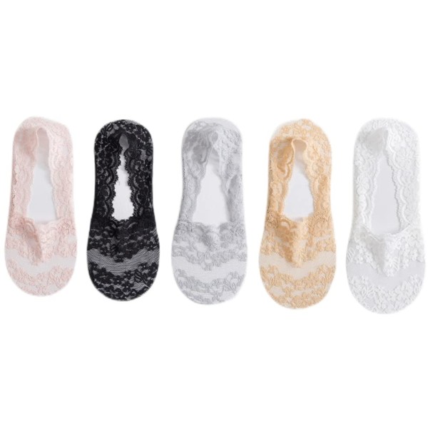FEIFEI'S BOW 5 Pairs Women Invisible Ultra Low Cut Socks