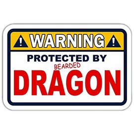 Warning Protected by Bearded Dragon Funny Warning Vinyl Bumper Sticker Decal 4"x 6"