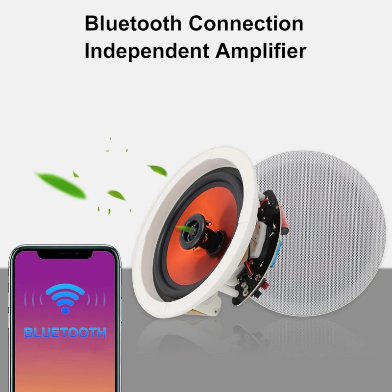 Herdio 6.5" Indoor Bluetooth Ceiling Speakers 300W Flush Mount Stereo