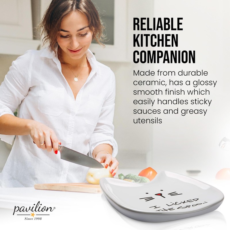 Pavilion Gift Company 37114 I Licked Ceramic Cat Spoon Rest,