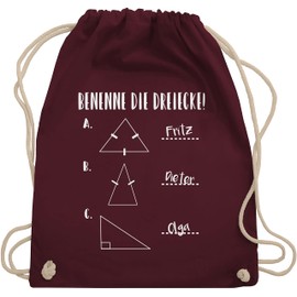 Shirtracer - Gym Bag Backpack - Teacher - Bags - Name the Triangles Maths, 03 Bordeaux Red