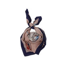 LANSILK Women Silk Scarf Fashion - Elegant Lightweight Silk Cashmere Lady Head Scarf Neck Scarf Hair Scarf Long Large Scarves for Ladies (170x86cm) (Brown Royal Navy Ship)