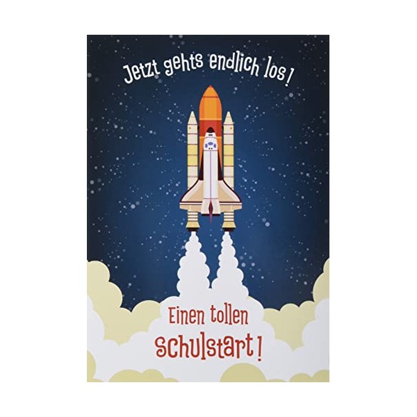 Basic Classic Rocket First Day of School Card - 11.6 x 16.6 cm
