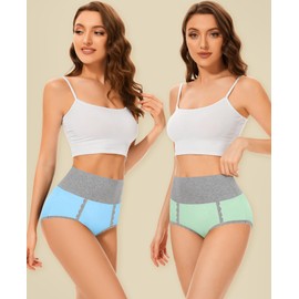 DUKAWA High Waisted Womens Cotton Underwear C Section Plus Size Comfortable Briefs Tummy Control Postpartum Ladies Panties 5-Packs Medium