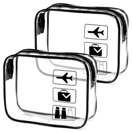 2 Pack TSA Approved Liquids Bag, Carry-on Clear Travel Toiletry Bag with Zipper, Quart Size Clear Makeup Bag Travel Essentials for Women Men