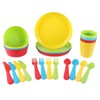 Plaskidy Kids Dinnerware Set for 4-24 Piece Plastic Childrens Dishes