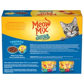 Meow Mix Tenders in Sauce Wet Cat Food, Tuna & Shrimp, 2.75 Ounce Cup (Pack of 48)