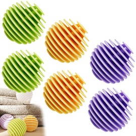 Bmeigo 6PCS Tumble Dryer Balls, Reusable Laundry Ball for Washing Machine Rubber Non-melt Soft Energy Saving Clothes Washing Balls for Home Dormitory(Green, Purple, Yellow)