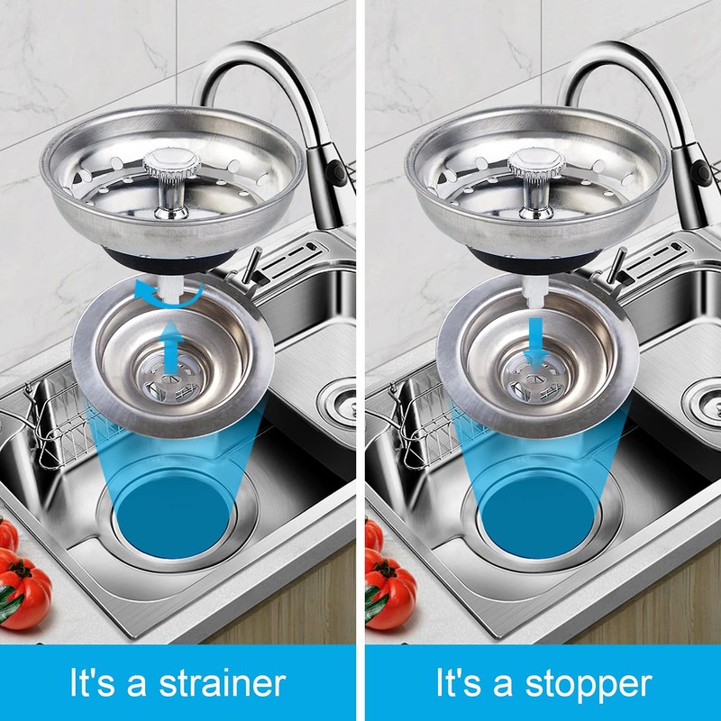 CORNERJOY 2 PCS Kitchen Sink Strainer and Stopper Combo Basket