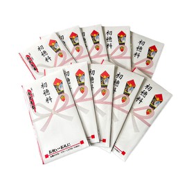 Hatsuhoyo Japanese Echizen Washi (Traditional Japanese Paper) Gold Seal Set of 10, Celebration Bag, Plenty of Flower Knot