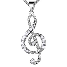beautlace Women's Musical Note Necklace Silver Plated Treble Clef Music Note Jewelry Gifts for Music Lover KP0018W