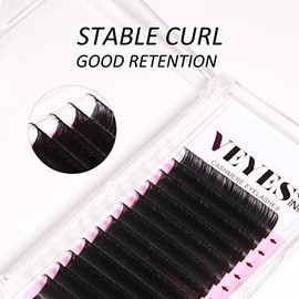 VEYES INC Cashmere Volume Lash Extensions C CC D DD LD L B J M Curl 0.03-0.20 thickness 5-25mm, Super Matte Black Individual Eyelashes Tray, Professional Supplies for Lash Techs (0.07 C 16mm)