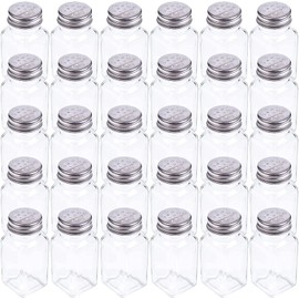 Tebery 30 Pack Glass Salt and Pepper Shaker Set with Stainless Steel Mushroom Top, 2.7oz Spice bottle for Kitchen, Restaurants and Catering, Classic Design