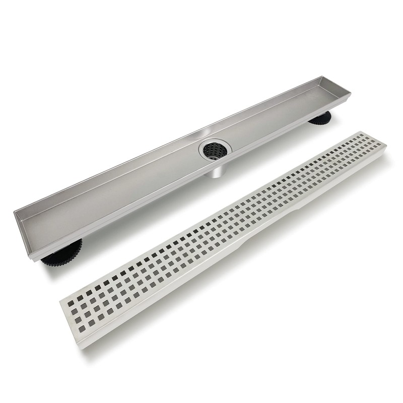 TECFORG 24 Inch Linear Shower Drain Brushed Recatngular Floor Drain,SUS304