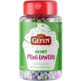 Gefen Mint Candy Coated Chocolate Lentils, 10oz | Mini Chocolate Lentils for Baking and Decorating | Corn Free | Dairy Free | Kosher (including Passover)