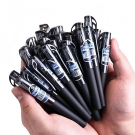 Funny live Portable Short Mini Pocket Pen Carry-on Business Signature Pen, Office Working Traveling Writing, Minimalist Pens, Black Ink 0.5 mm (6/Pack)