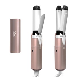 VAV 2 in 1 Mini Flat Iron 1 Inch Ceramic Small Hair Straightener and Curler,Curling Iron for Short Hair,Curls Bangs,Dual Voltage Curling Wand for Travel (Pink)