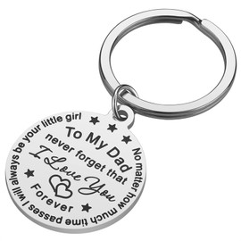 iJuqi Father's Day Gifts for Dad from Daughter Dad Gifts for Birthday Christmas Valentine's Day Father Daughter Keychain, Silver, Free
