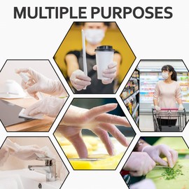 PM PERFORMOTOR 100 Pieces - Clear Vinyl Hand Gloves - Latex & Powder Free Non-Sterile - Size M