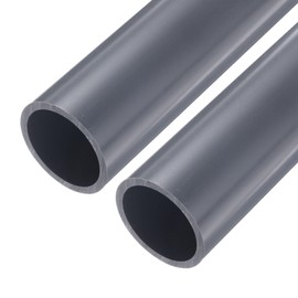 sourcing map PVC Rigid Tube Round Pipe Tubing Hardware Tubing 40.6mm ID 48mm OD 9" Length Light Grey High Impact for Water Pipe, Crafts, Cable Sleeve 2pcs