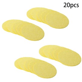 Fielect Thicker Soldering Sponge Soldering Sponge 55mmx55mmx11mm for Iron Tips Cleaner Soldering Iron Cleaning Sponge, 20Pcs, Yellow, Round